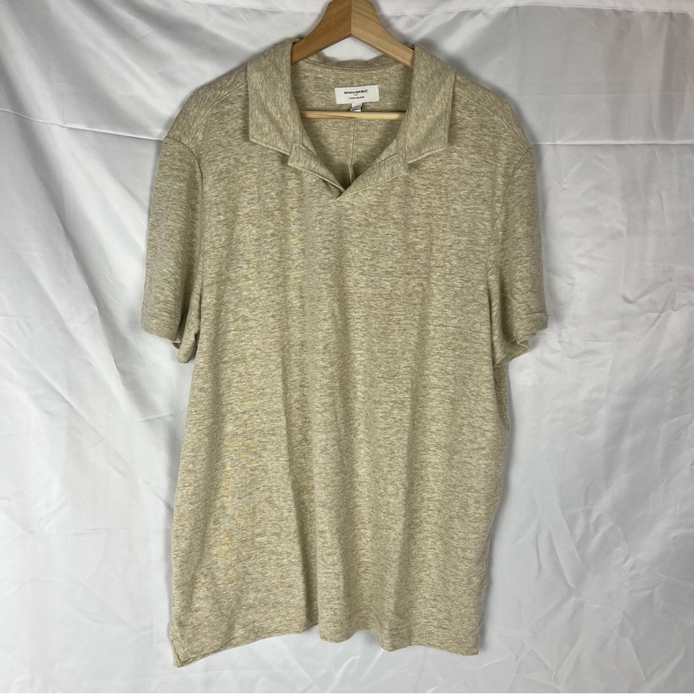 Banana Republic Linen Blend Johnny Collar Polo Men’s XL NWT